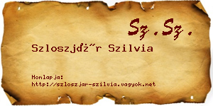 Szloszjár Szilvia névjegykártya